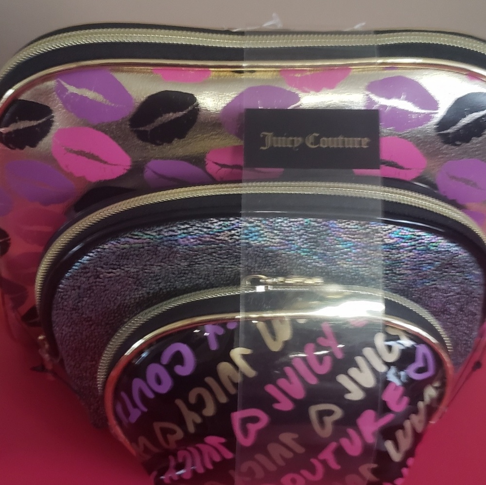 NWT 3piece Juicy Couture makeup bag set